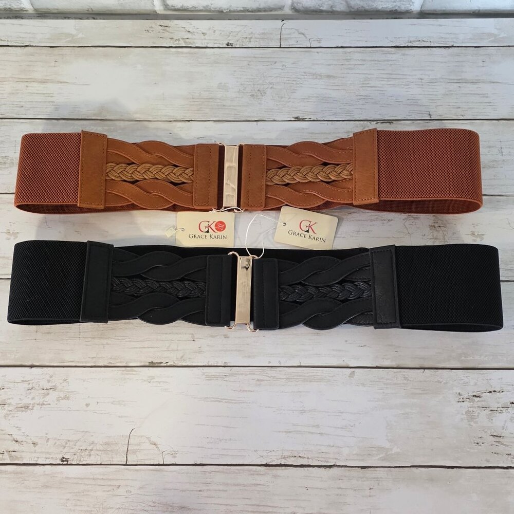 Retro GRACE KARIN Wide Cinch Belt Set Braided NEW Y2K Style Boho Elastic 2XL